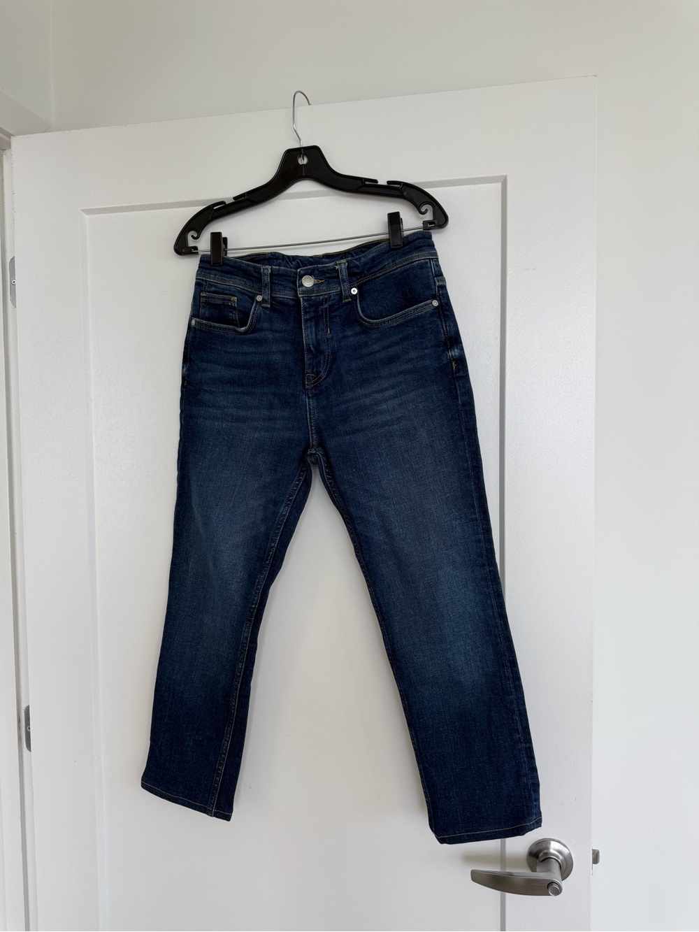 Zara Men's Slim Straight Jeans in Dark Blue Denim